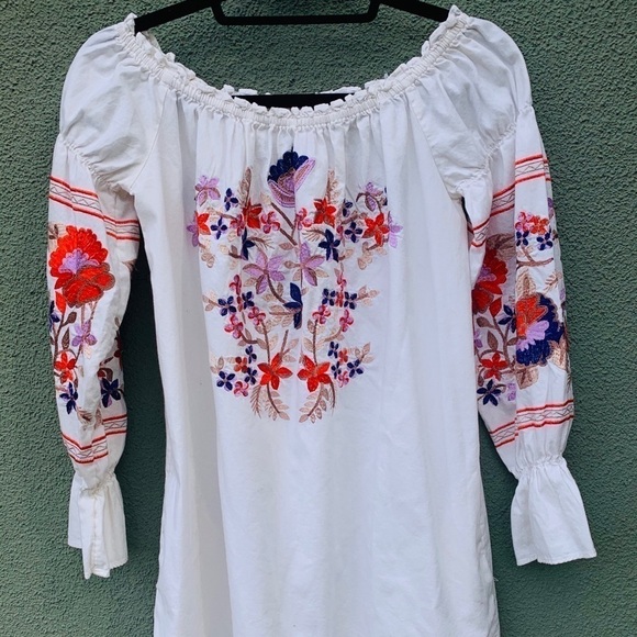 Free People | Fleur du joir Embroidered Shift BoHo Dress | Size Small - Picture 1 of 9